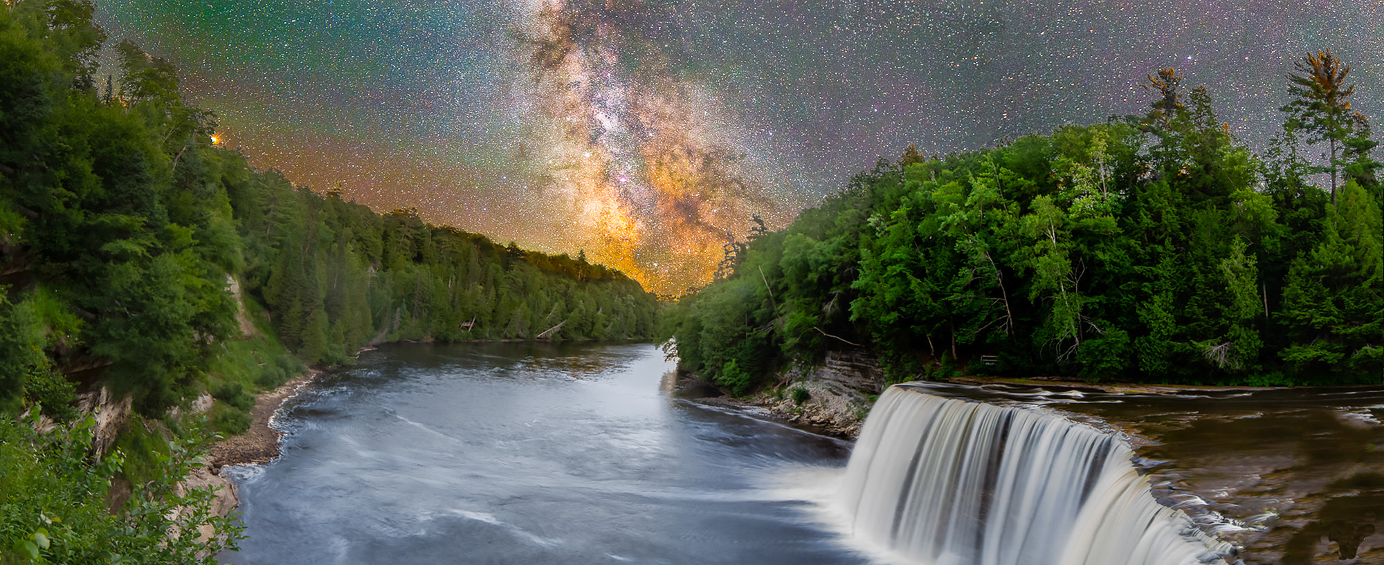 Tahquamenon Upper Falls Composite panoramic image by Michigan Milkyway