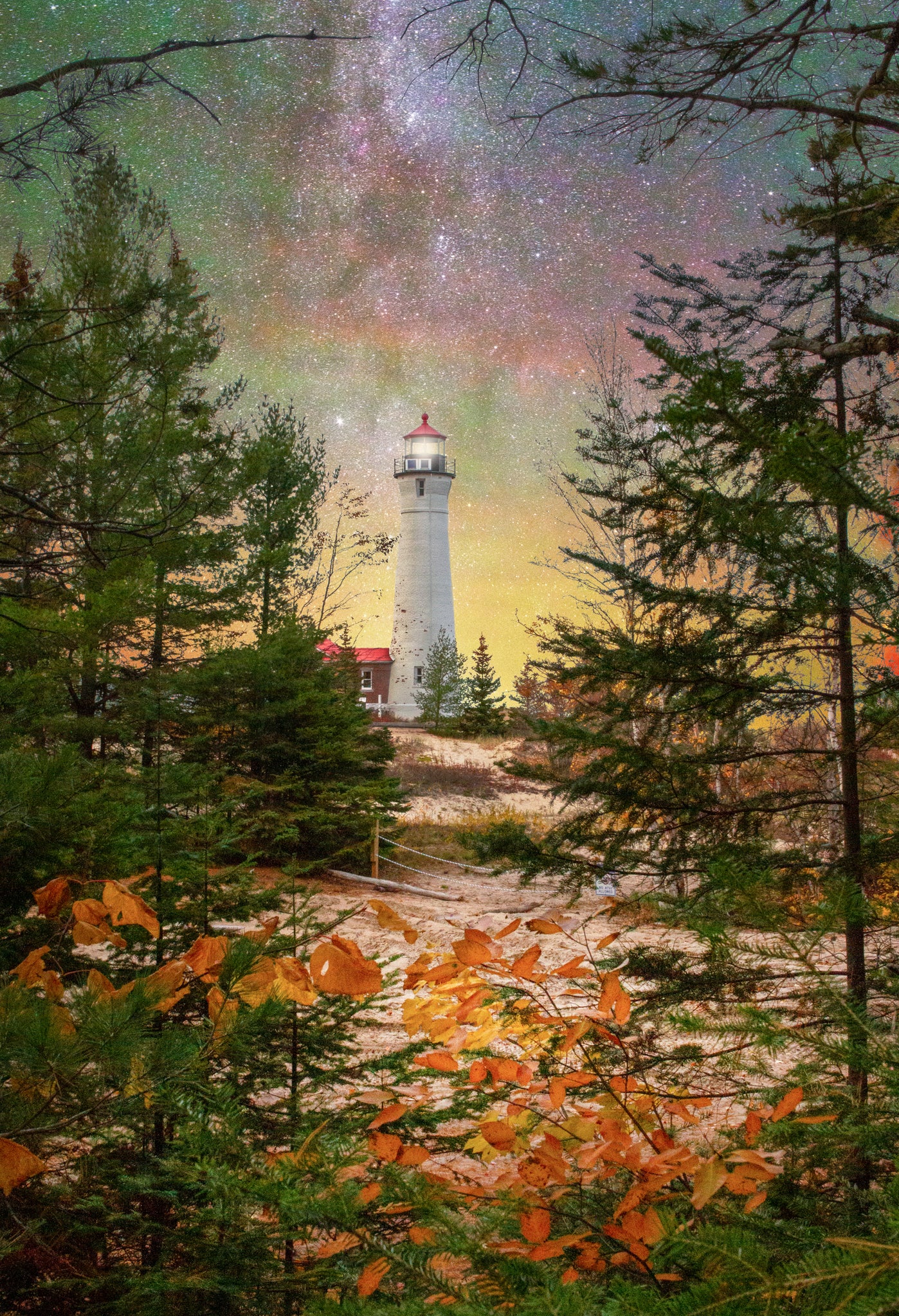 Crisp Point, fall, equinox, lighthouse, Milky Way, Michigan Milkyway